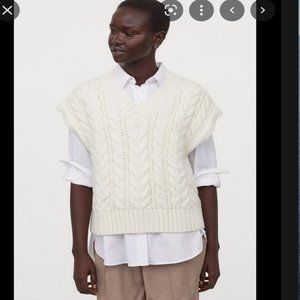 H&M cable knit white sweater vest